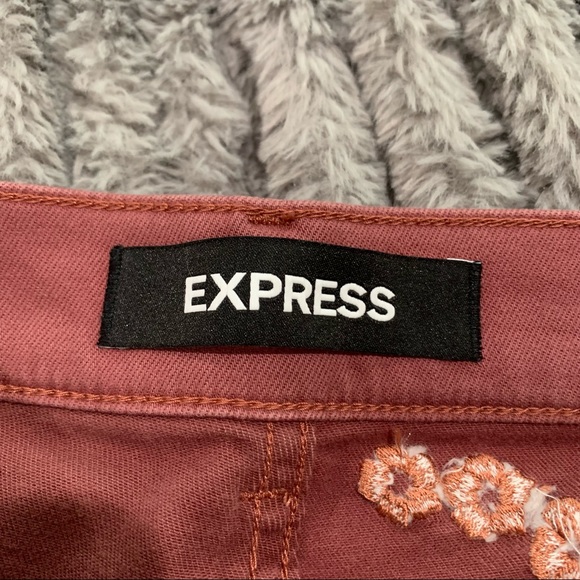 Maroon Embroidered Ankle Legging Jeans - Picture 4 of 6